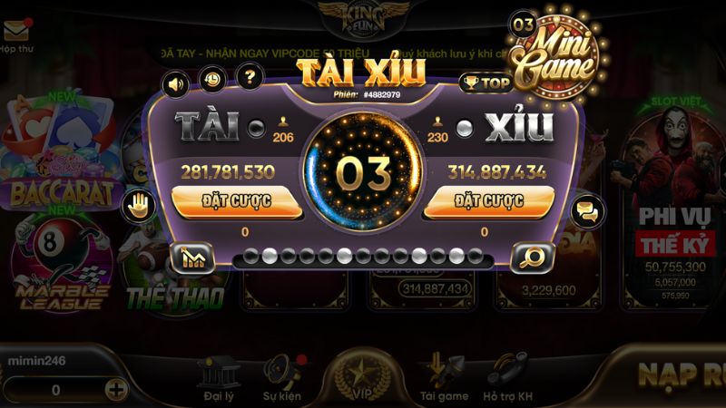 Tài xỉu mini game diễn ra với tốc độ cực nhanh